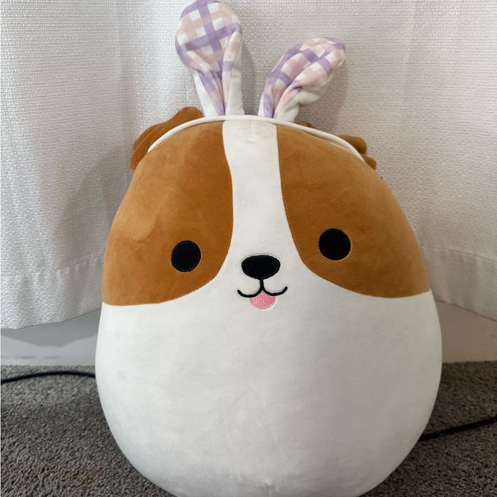 squishmallow Rare 16"  Brenden the Jack Russell The Dog with Bunny Ears Plush